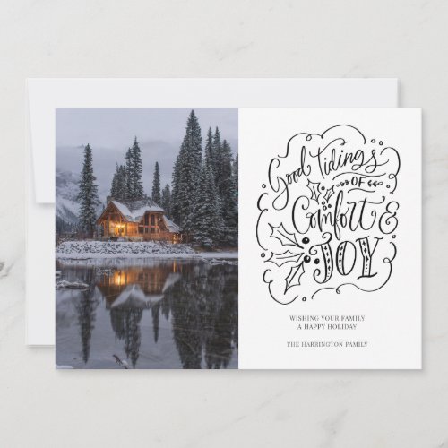 Good Tidings Of Comfort And Joy Cabin Winter Snow Holiday Card