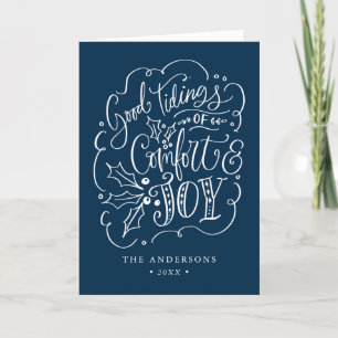 Good Tidings of Comfort & Joy Navy Non-Photo Holiday Card