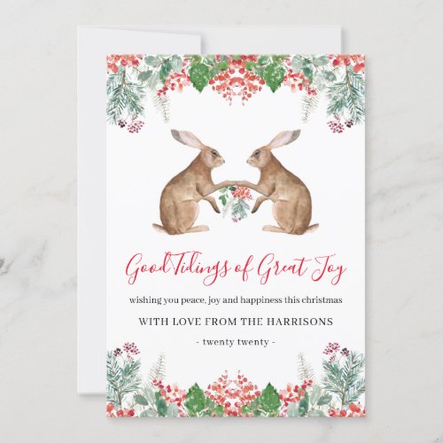 Good Tidings of Great Joy Winter Berries Christmas Holiday Card