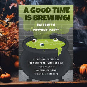 Good Time is Brewing ! Halloween Costume Party Invitation