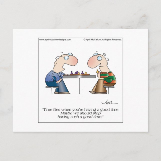 GOOD TIMES Cartoon Postcard by April McCallum (Front)