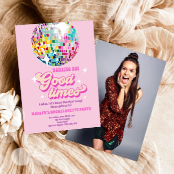 Good Times Disco Party Groovy Bachelorette Party Invitation by Anietillustration at Zazzle