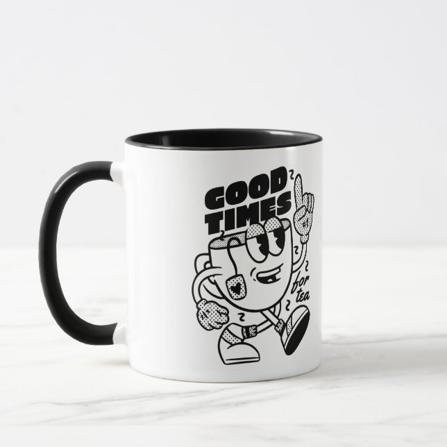 Good Times for Tea | Minimalist Retro Tea Lover Mug (Left)