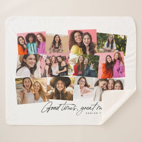 Good times great memories fun 12 photo collage sherpa blanket