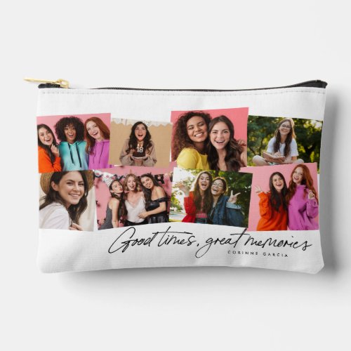 Good times great memories fun photo collage accessory pouch