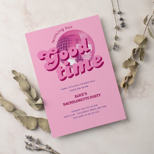 Good Times Groovy Pink Bachelorette Party Invitation