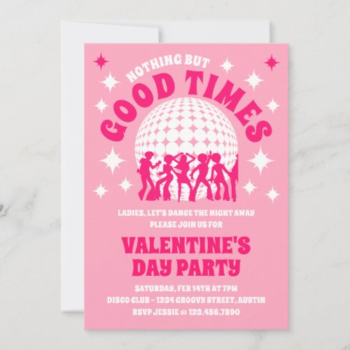 Good Times Groovy Pink Valentines Day Party Invitation