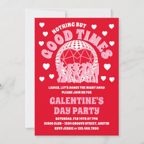 Good Times Groovy Red Valentines Galentines Day  Invitation