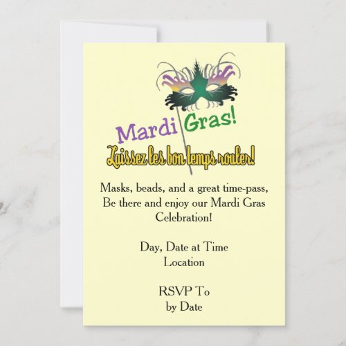 Good Times Mardi Gras Party Invitation