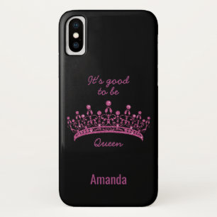 Good to be Queen Pink Glitter Crown iPhone X Case