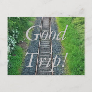 Good Trip! Train Track Railway in Nature Landscape Postcard