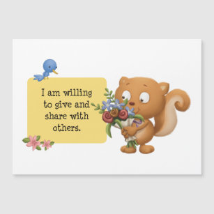 Good values on Sharing squirrel magnet kids card