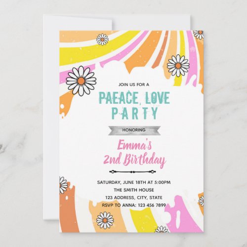 Good vibe only 60s theme invitation