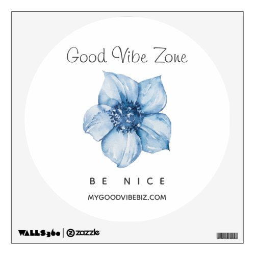  GOOD VIBE ZONE Blue Floral Flower Wall Decal