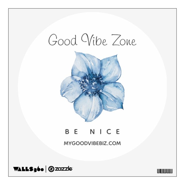 *~* GOOD VIBE ZONE Blue Floral Flower Wall Decal (Front)