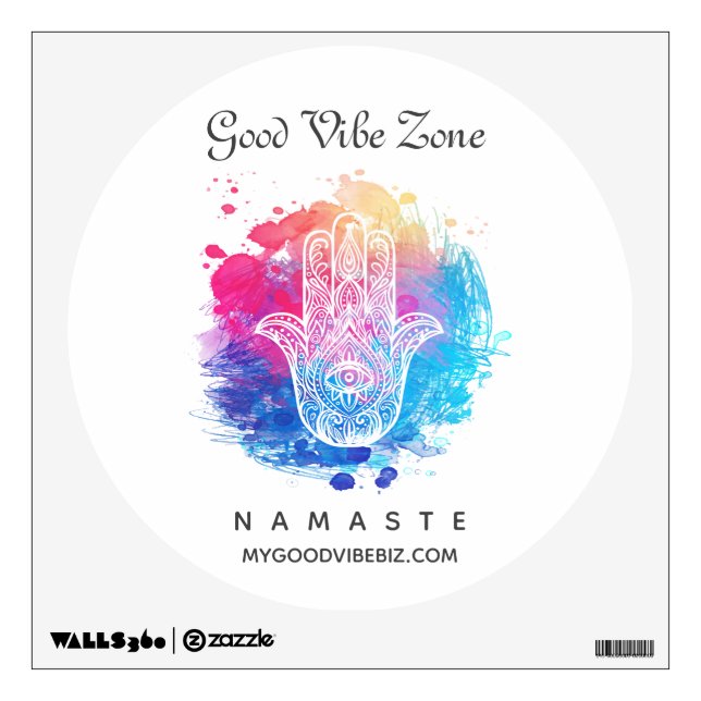 *~* GOOD VIBE ZONE Bold Hamsa Hand Eye Wall Decal (Front)
