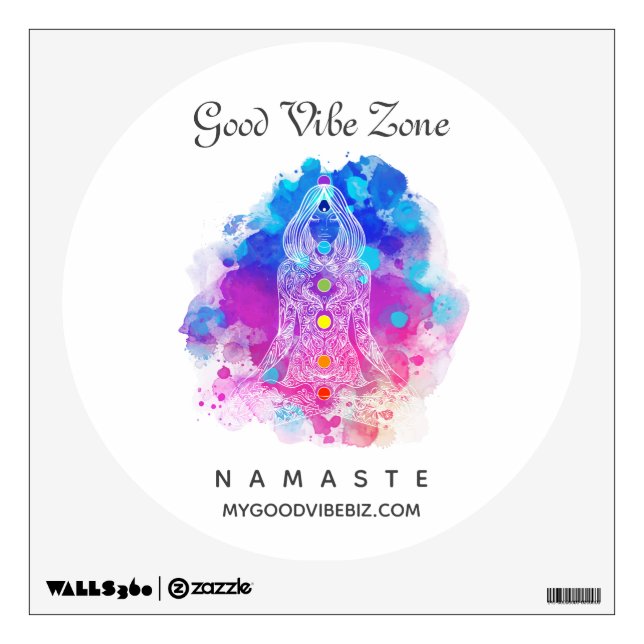 *~* GOOD VIBE ZONE Bold Lotus Posa Yoga Wall Decal (Front)