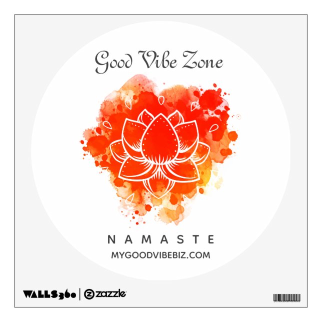 *~* GOOD VIBE ZONE Bold Orange LOTUS  Wall Decal (Front)