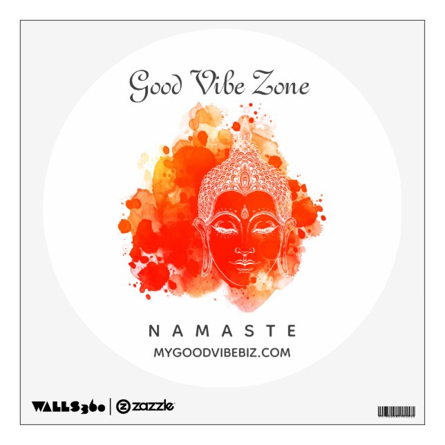 *~* GOOD VIBE ZONE Orange BUDDHA Yoga Wall Decal (Front)