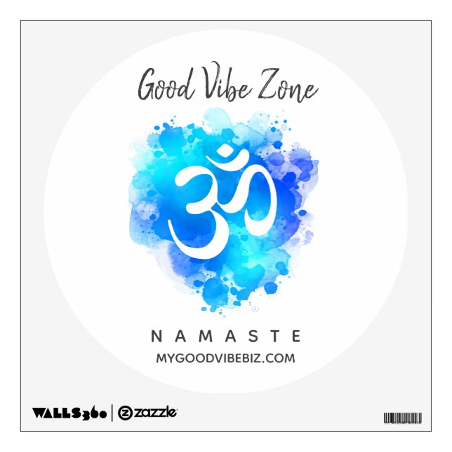 *~* GOOD VIBE ZONE Zen  Blue Om Yoga Wall Decal (Front)