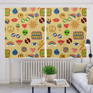 good vibes alien groovy pop art 1970s blackout curtains