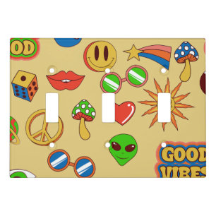 good vibes alien groovy pop art 1970s light switch cover