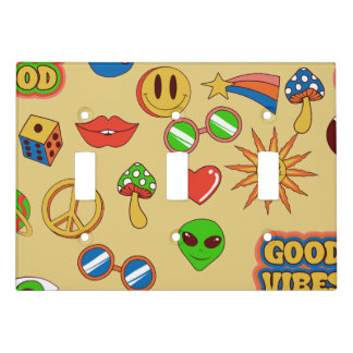 good vibes alien groovy pop art 1970s light switch cover