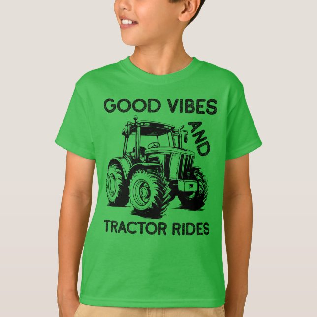 Good Vibes and Tractor Rides Kids T-Shirt (Front)