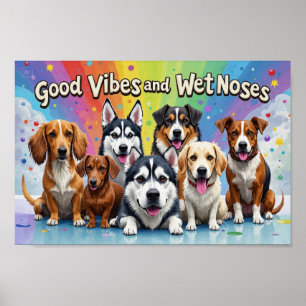 Good Vibes and Wet Noses Playful doodles Poster