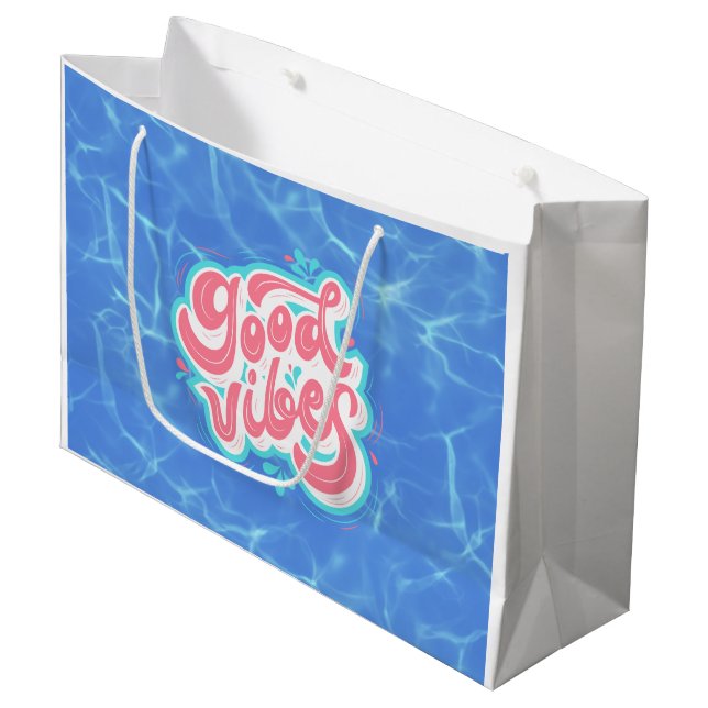 Good Vibes Beach/pool  Large Gift Bag (Front Angled)