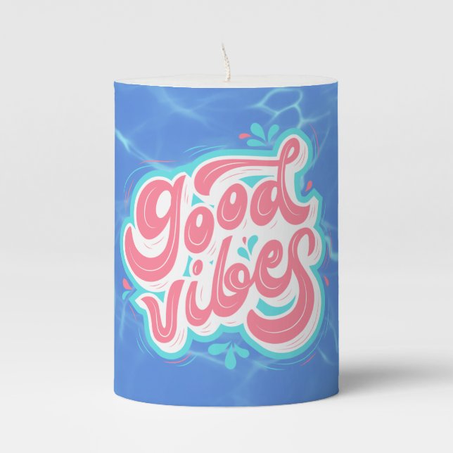 Good Vibes Beach/pool  Pillar Candle (Front)