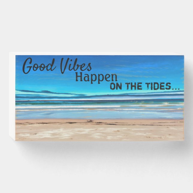 Good Vibes Beach Wood Box Sign (Front Horizontal)
