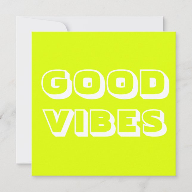 Good Vibes, Best Wishes, Good Luck, chartreuse Card (Front)
