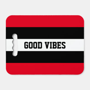 Good Vibes Black Red White Stripes Seat Cushion