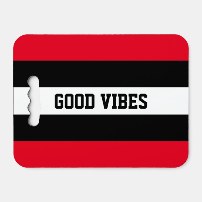 Good Vibes Black Red White Stripes Seat Cushion (Front Horizontal)