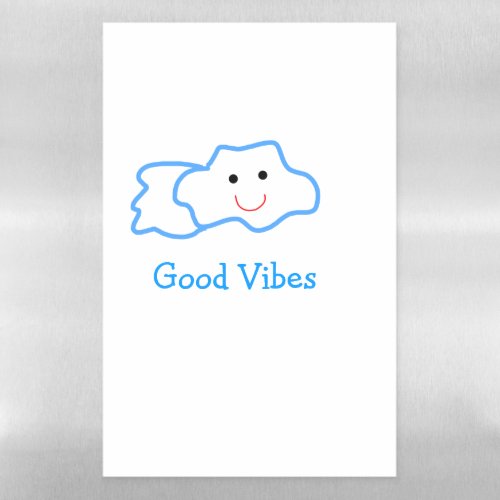 Good vibes blue smiling clouds emoji kids add name magnetic dry erase sheet