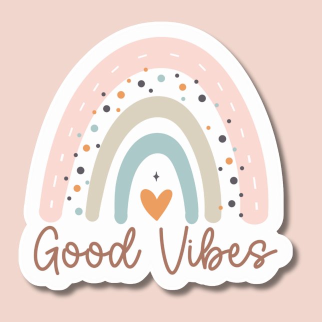 Good Vibes Boho Rainbow Waterproof Sticker (Creator Uploaded)