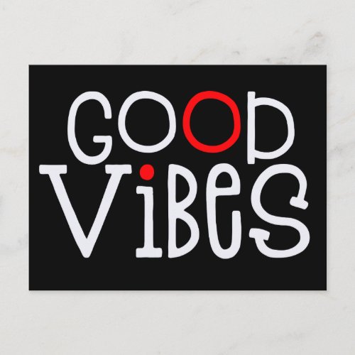 Good Vibes Bold Typography Positivity White Red Postcard