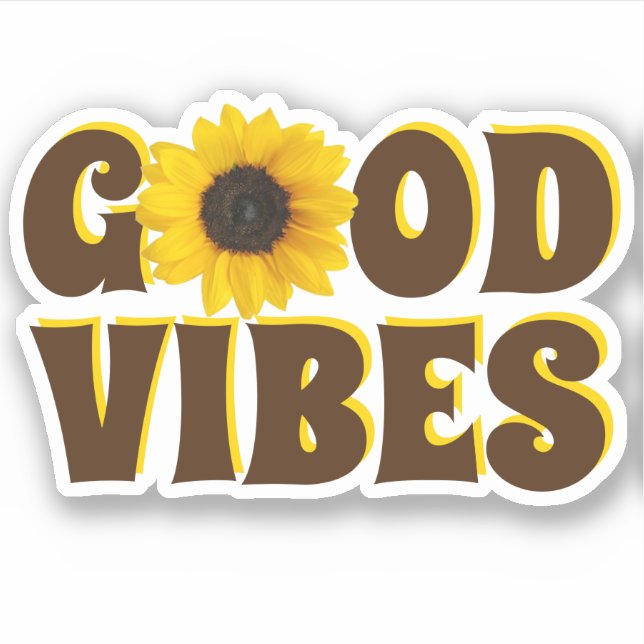 Good Vibes | Bright Sunflower Contour Sticker (Front)