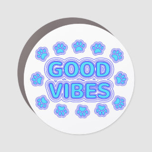 Good Vibes Cartoon Dog Paw Prints Car Magnet