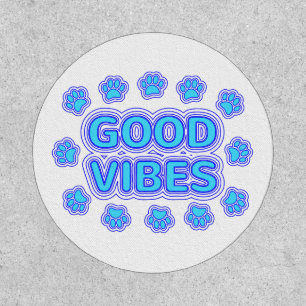 Good Vibes Cartoon Dog Paw Prints Patch