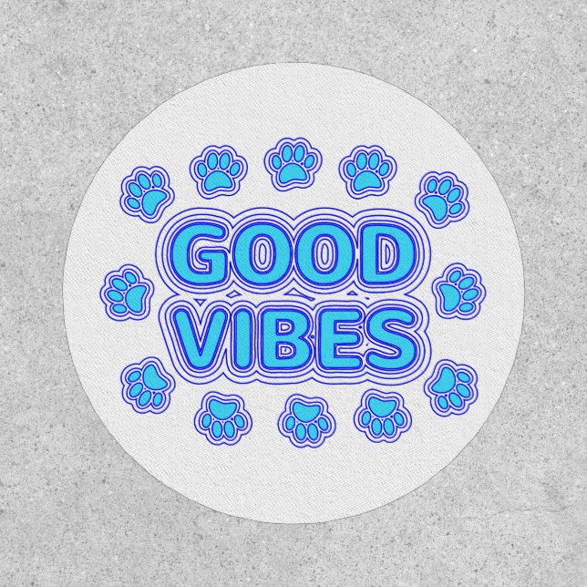 Good Vibes Cartoon Dog Paw Prints Patch (Front)