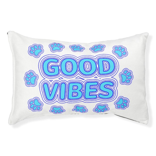 Good Vibes Cartoon Dog Paw Prints Pet Bed (Front)