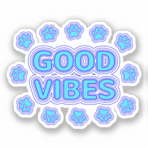 Good Vibes Cartoon Dog Paw Prints Sticker
