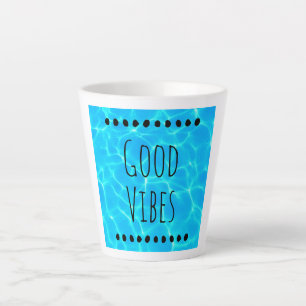 Good Vibes Clear Blue Pool Water Photo Latte Mug