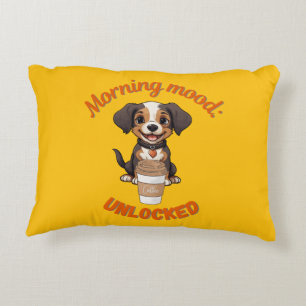 Good Vibes & Coffee – Playful Puppy Digital Artwor Accent Pillow