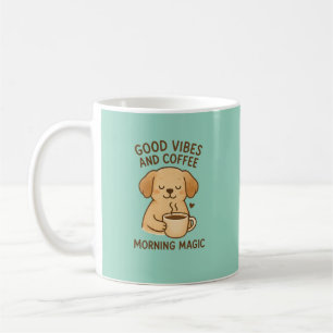 Good Vibes & Coffee – Playful Puppy Digital Artwor Mug