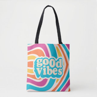 Good Vibes Colorful Canvas Tote Bag