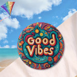 Good Vibes Colorful Groovy Hippie Retro Button<br><div class="desc">Spread some good vibes with this colorful button badge. The design is a bright and colorful pattern in a groovy retro style,  with the words "Good Vibes'. A fun accessory to attach to a lapel,  bag or hat.</div>