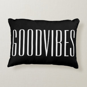 Good Vibes Customizable Black And White Uplifting Accent Pillow